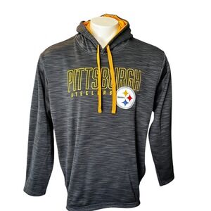 Fanatics Pittsburgh Steelers Mens XL Gray Heathered Hoodie Hooded Sweatshirt NFL
